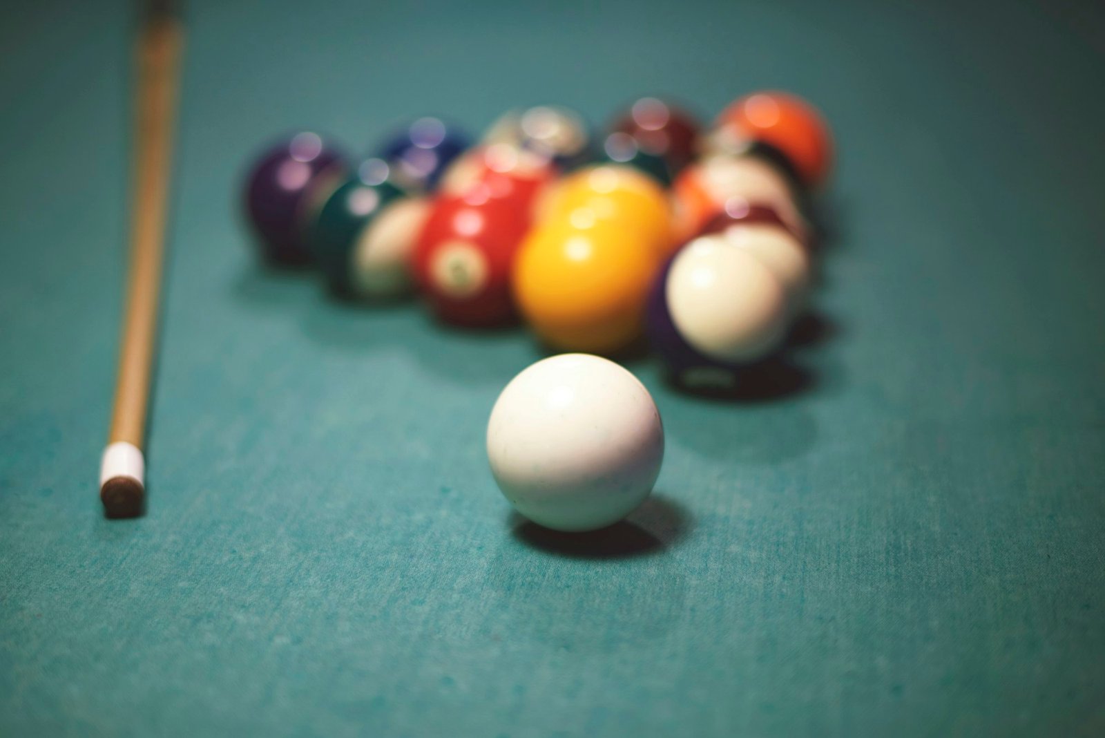Pool table with pool equipment